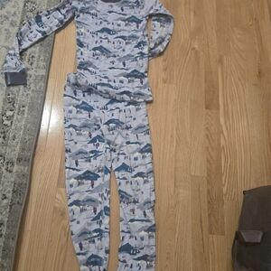 Hanna Andersson Light Blue Mountain-Print Pajama Set
